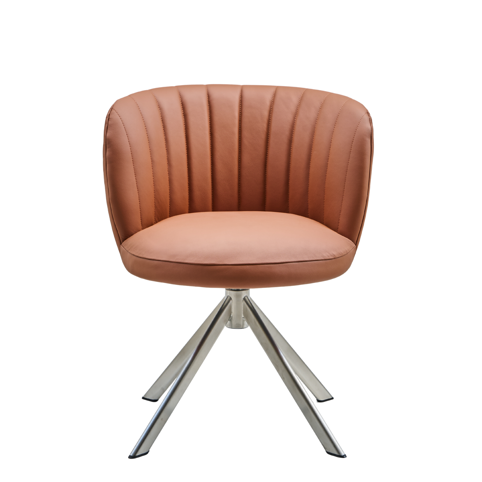 Shelly II Esszimmerstuhl aus Leder mit Drehgestell (Edelstahl)